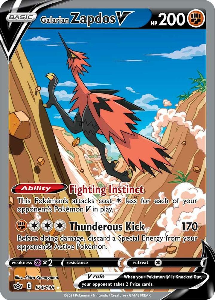 Galarian Zapdos V (Alternate Full Art) Ultra Rare SWSH06: Chilling Reign 174/198 NM