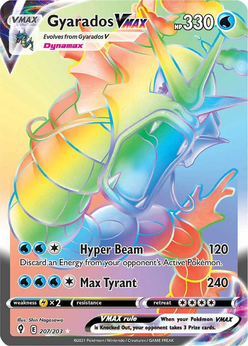 Gyarados VMAX (Secret) Secret Rare SWSH07: Evolving Skies 207/203 NM