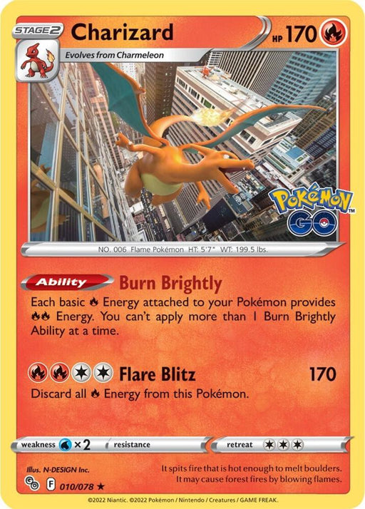 Charizard Holo Rare Pokemon GO 010/078 NM