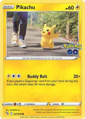 Pikachu (27) Common Pokemon GO 027/078 NM
