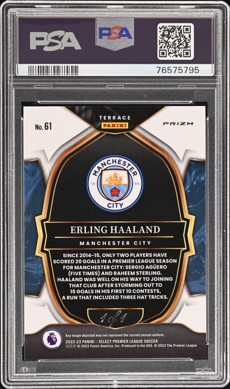 2022-23 Panini Select Premier League - Erling Haaland #61 Black Prizm 1/1 - PSA 9 Mint