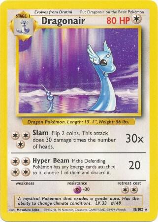 Dragonair Rare Base Set 018/102 LP