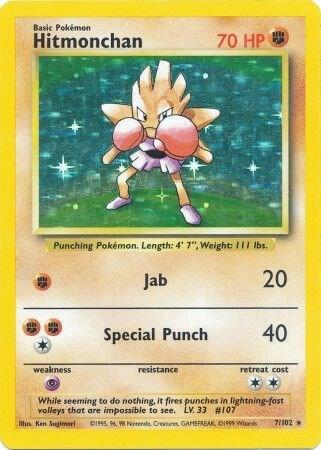 Hitmonchan Holo Rare Base Set 007/102 LP
