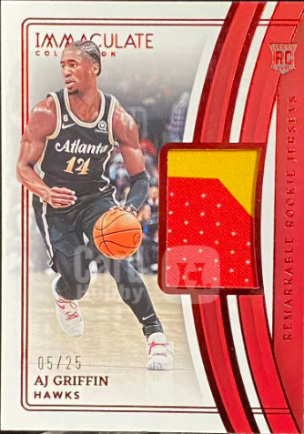 2022-23 Panini Immaculate AJ Griffin Remarkable Rookie Jerseys Red /25 – 05/25