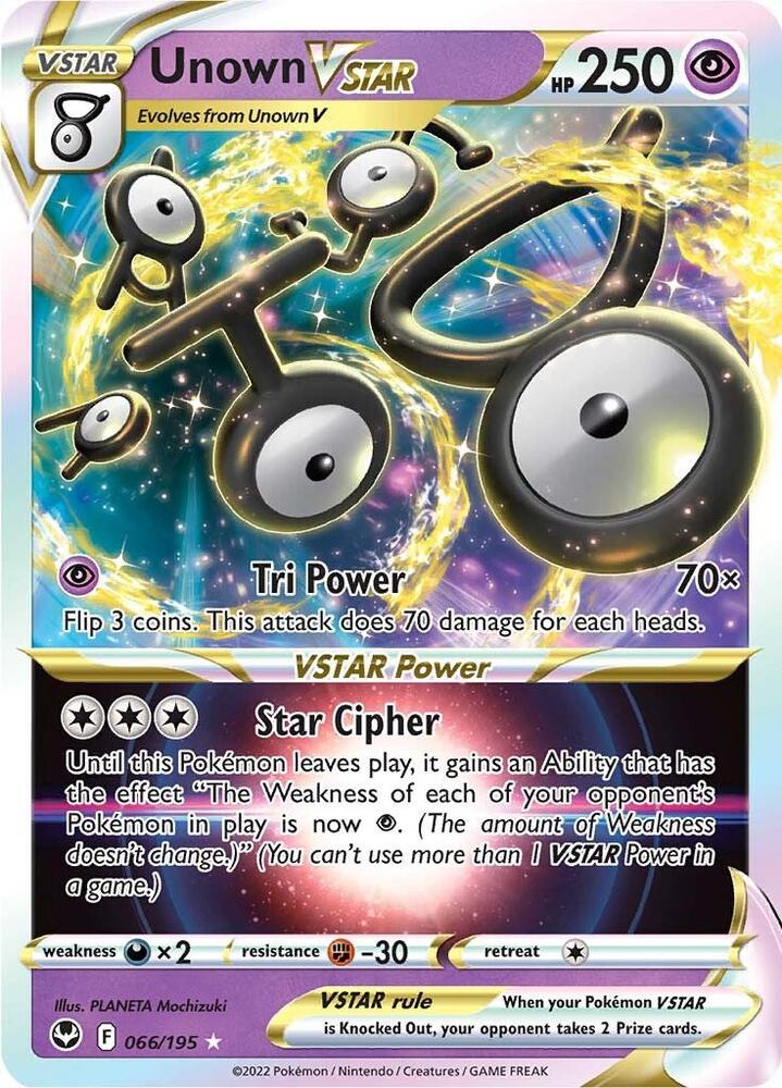 Unown VSTAR Ultra Rare SWSH12: Silver Tempest 066/195 NM