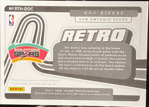 2020-21 Panini National Treasures Doc Rivers Retro Materials Jersey /99 – 89/99