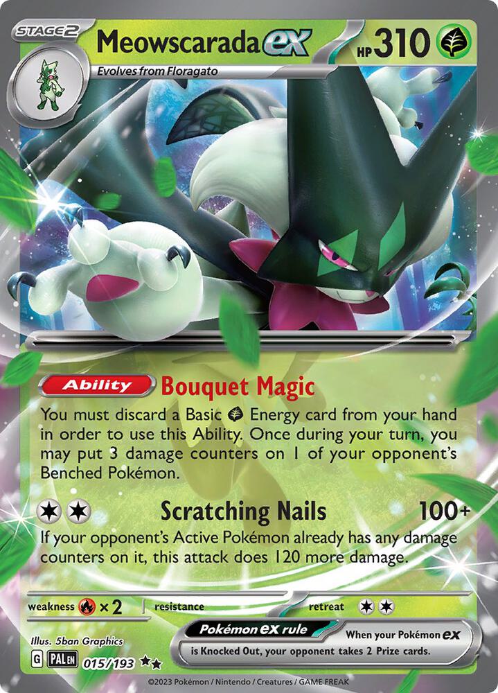 Meowscarada ex Double Rare SV02: Paldea Evolved 015/193 NM