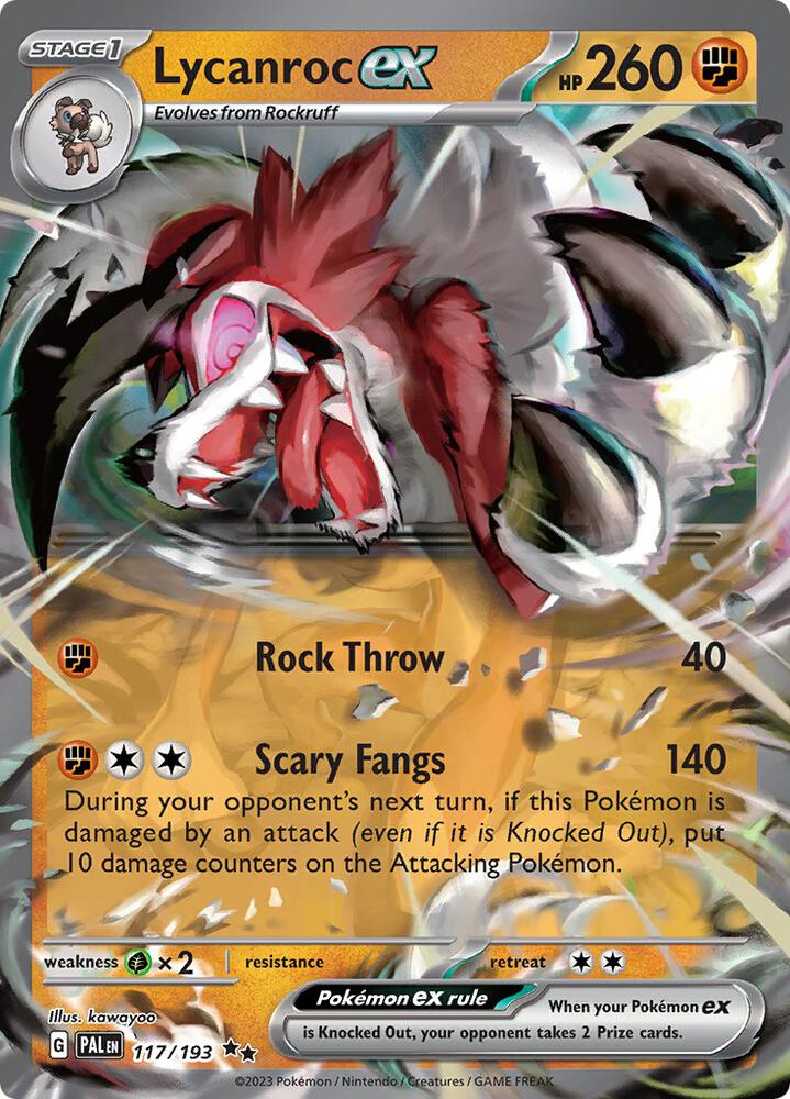 Lycanroc ex Double Rare SV02: Paldea Evolved 117/193 NM