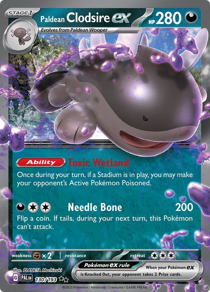 Paldean Clodsire ex Double Rare SV02: Paldea Evolved 130/193 NM