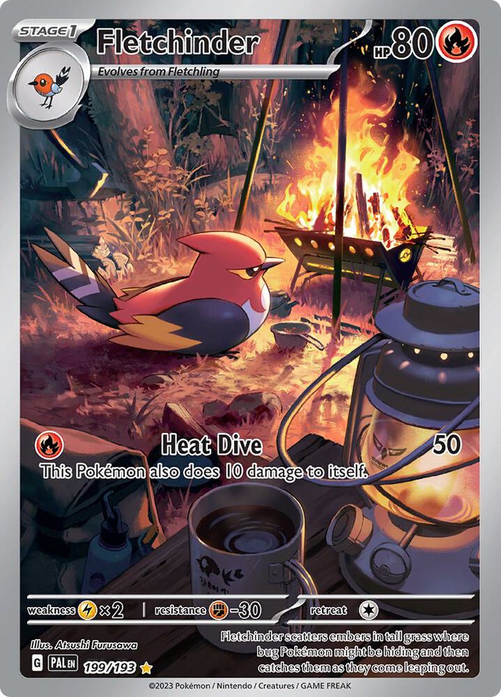 Fletchinder Illustration Rare SV02: Paldea Evolved 199/193 NM