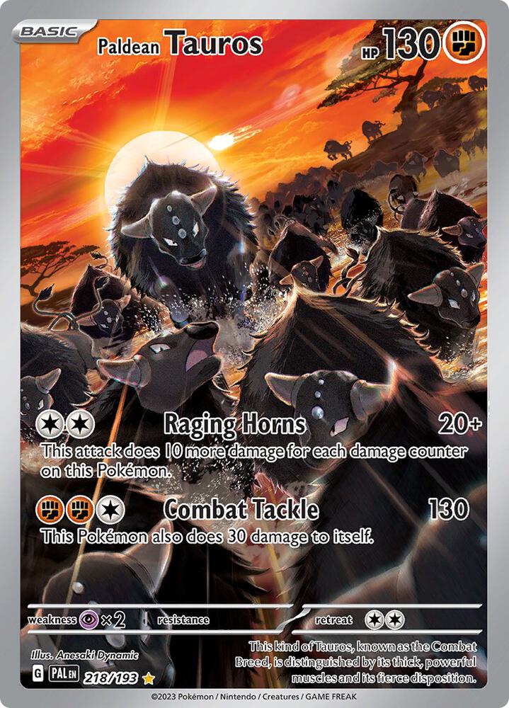 Paldean Tauros Illustration Rare SV02: Paldea Evolved 218/193 NM