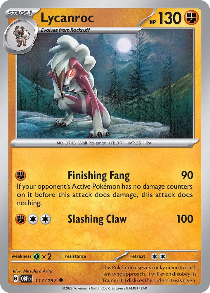 Lycanroc Uncommon SV03: Obsidian Flames 117/197 NM