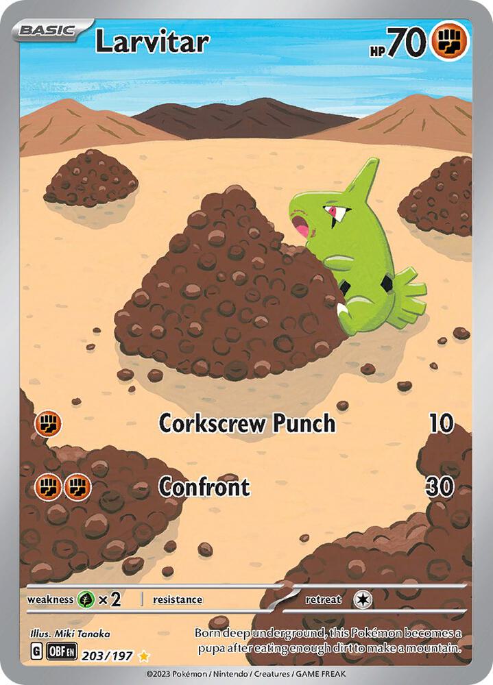 Larvitar Illustration Rare SV03: Obsidian Flames 203/197 NM