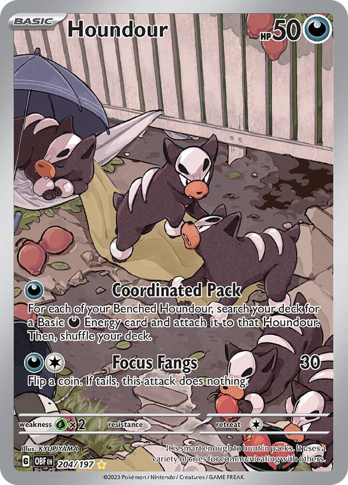 Houndour Illustration Rare SV03: Obsidian Flames 204/197 NM
