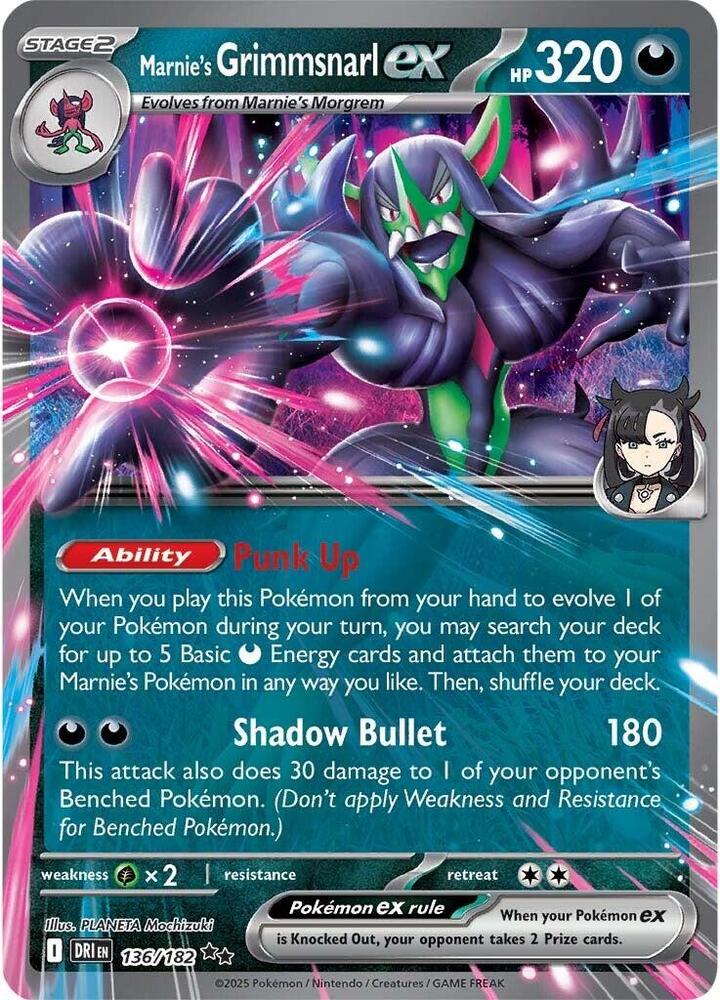 Marnie's Grimmsnarl ex Double Rare SV10: Destined Rivals 136/182 NM