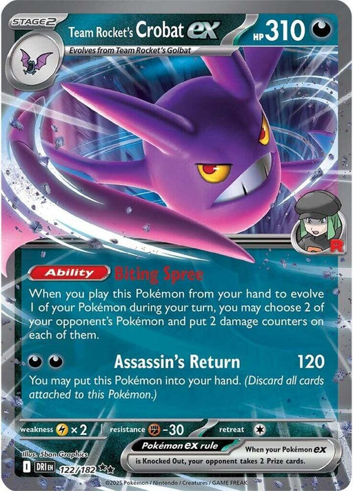 Team Rocket's Crobat ex Double Rare SV10: Destined Rivals 122/182 NM
