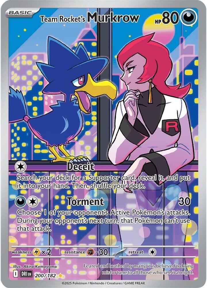 Team Rocket's Murkrow Illustration Rare SV10: Destined Rivals 200/182 NM