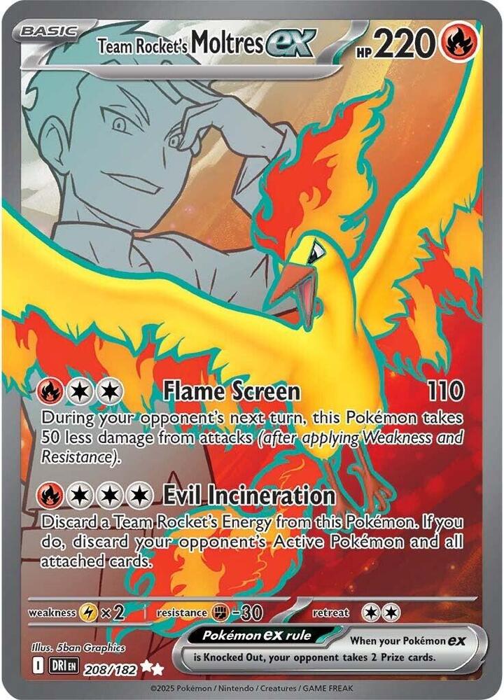 Team Rocket's Moltres ex Ultra Rare SV10: Destined Rivals 208/182 NM