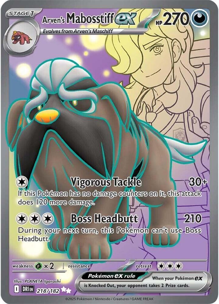 Arven's Mabosstiff ex Ultra Rare SV10: Destined Rivals 218/182 NM