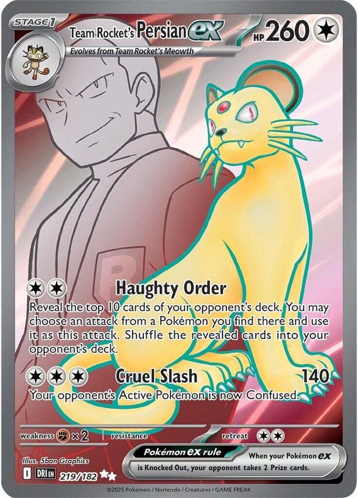 Team Rocket's Persian ex Ultra Rare SV10: Destined Rivals 219/182 NM