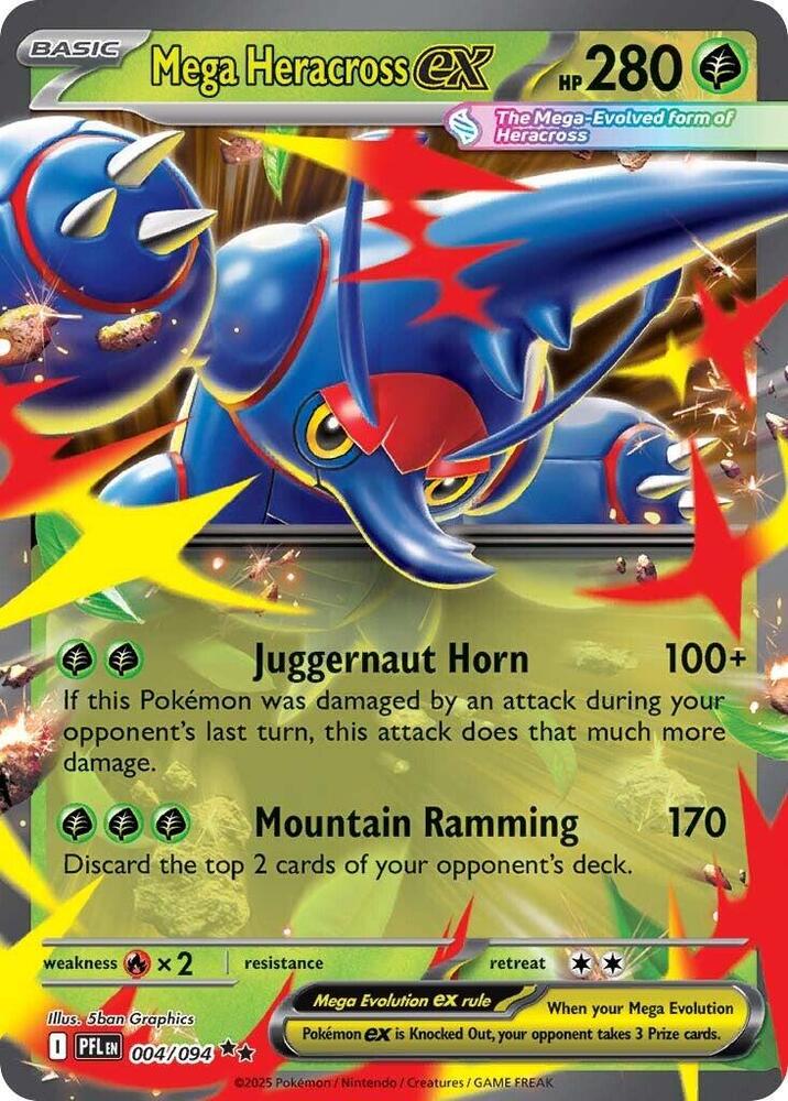 Mega Heracross ex Double Rare ME02: Phantasmal Flames 004/094 NM