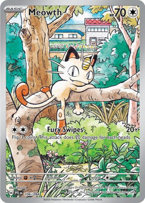Meowth Illustration Rare ME02: Phantasmal Flames 106/094 NM