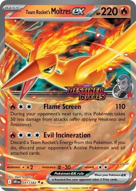 Team Rocket's Moltres ex - (Destined Rivals Stamp) Double Rare Miscellaneous Cards & Products 031/182 NM