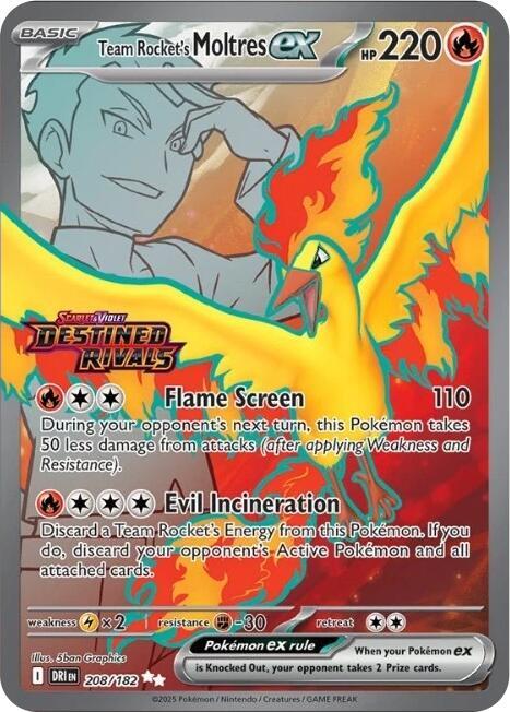 Team Rocket's Moltres ex -  (Destined Rivals Stamp) Double Rare Miscellaneous Cards & Products 208/182 NM