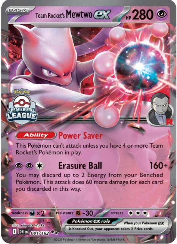 Team Rocket's Mewtwo ex Double Rare League & Championship Cards 081/182 NM