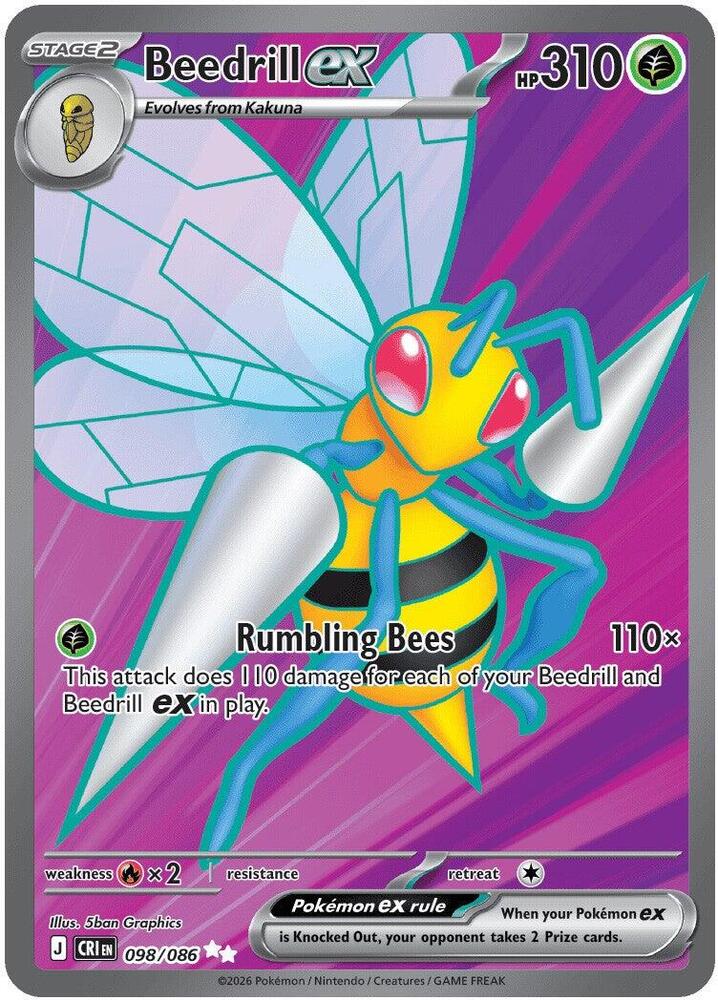 Beedrill ex Ultra Rare ME04: Chaos Rising 098/086 NM