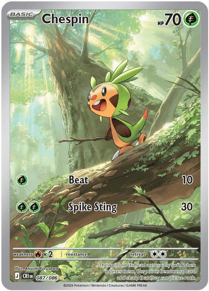 Chespin Illustration Rare ME04: Chaos Rising 087/086 NM