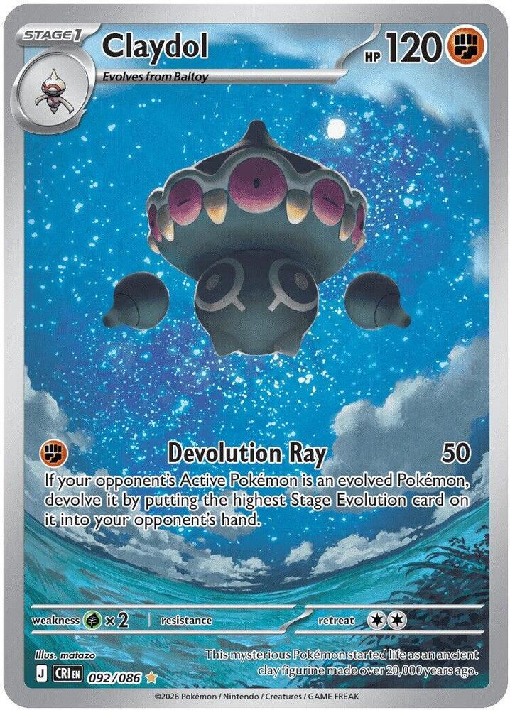 Claydol Illustration Rare ME04: Chaos Rising 092/086 NM