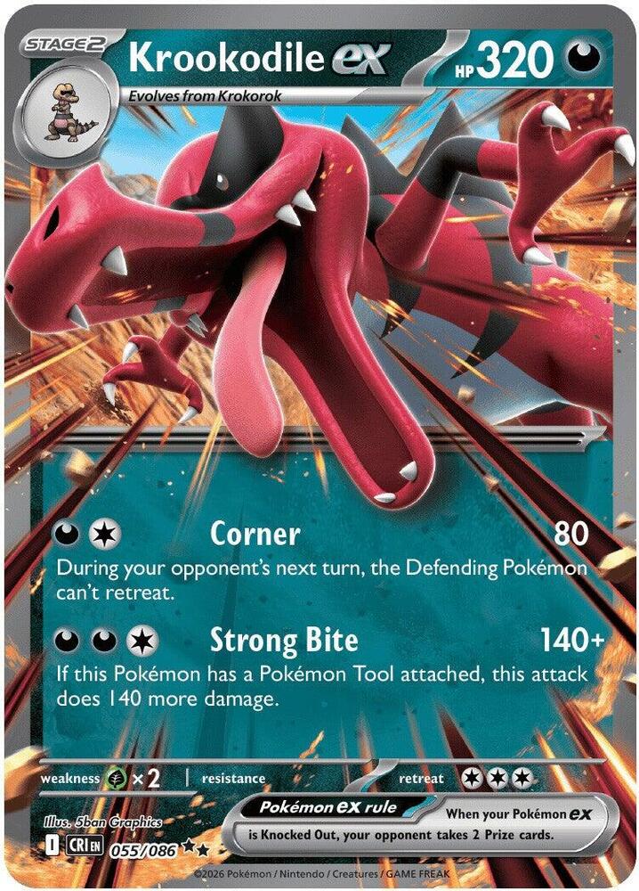 Krookodile ex Double Rare ME04: Chaos Rising 055/086 NM