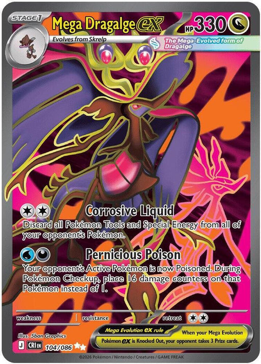 Mega Dragalge ex Ultra Rare ME04: Chaos Rising 104/086 NM