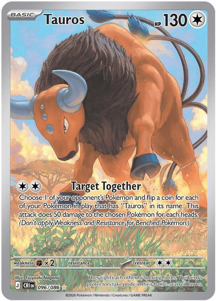 Tauros Illustration Rare ME04: Chaos Rising 096/086 NM