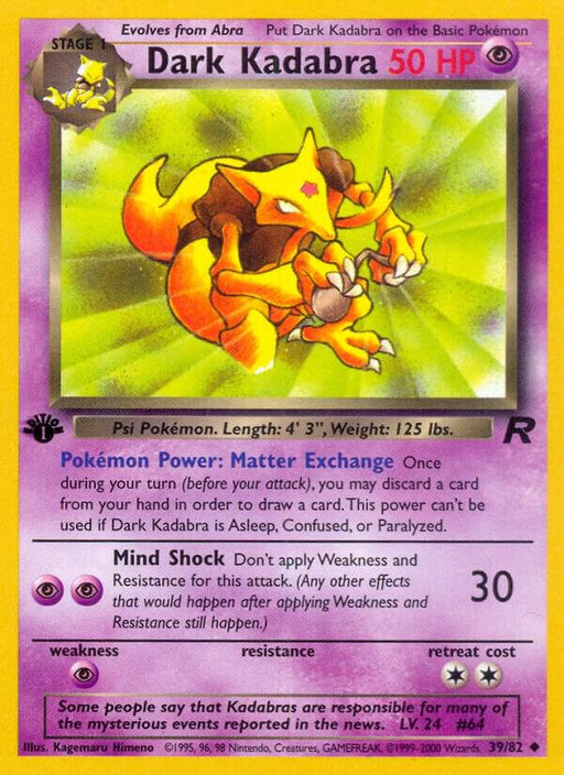 Dark Kadabra Uncommon Team Rocket 39/82 NM