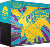 Pokémon Elite Trainer Box with Mega Evolution Ascended Heroes design on a colorful background