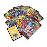 Collection of colorful Pokémon trading card packs on a white background