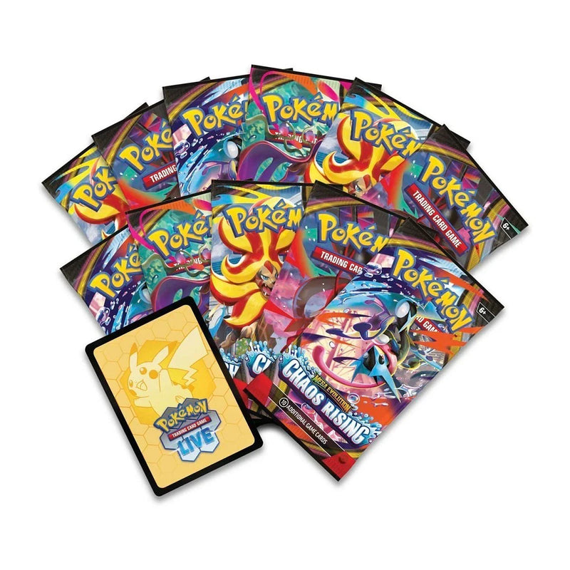 Collection of colorful Pokémon trading card packs on a white background