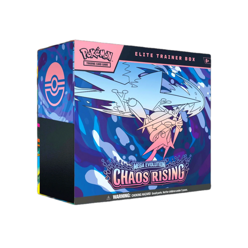 Pokémon Chaos Rising Elite Trainer Box packaging with Pokémon logo on a white background