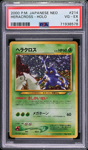 Heracross-Holo Pokemon Japanese Neo 214 NM PSA 4