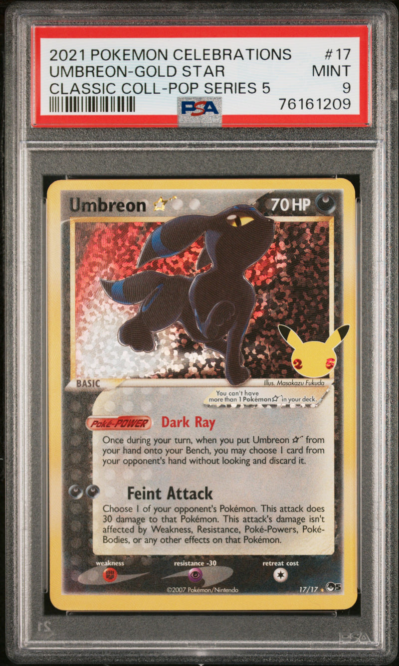 Umbreon-Gold Star Pokemon Celebrations Classic Collection 17 NM PSA 9