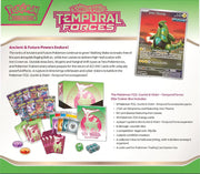 Pokémon Scarlet & Violet Temporal Forces trading card game packaging with cards and accessories.