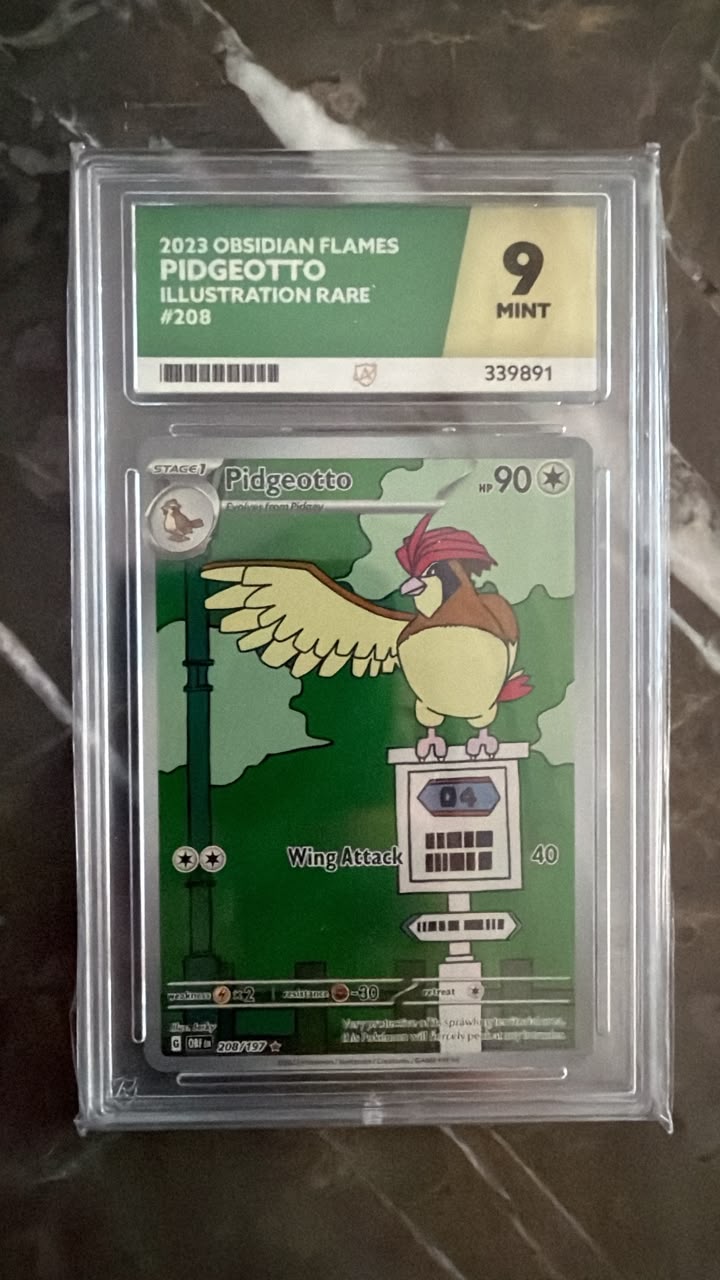 2023 Pokémon Obsidian Flames Pidgeotto Illustration Rare #208/197 – ACE Graded 9