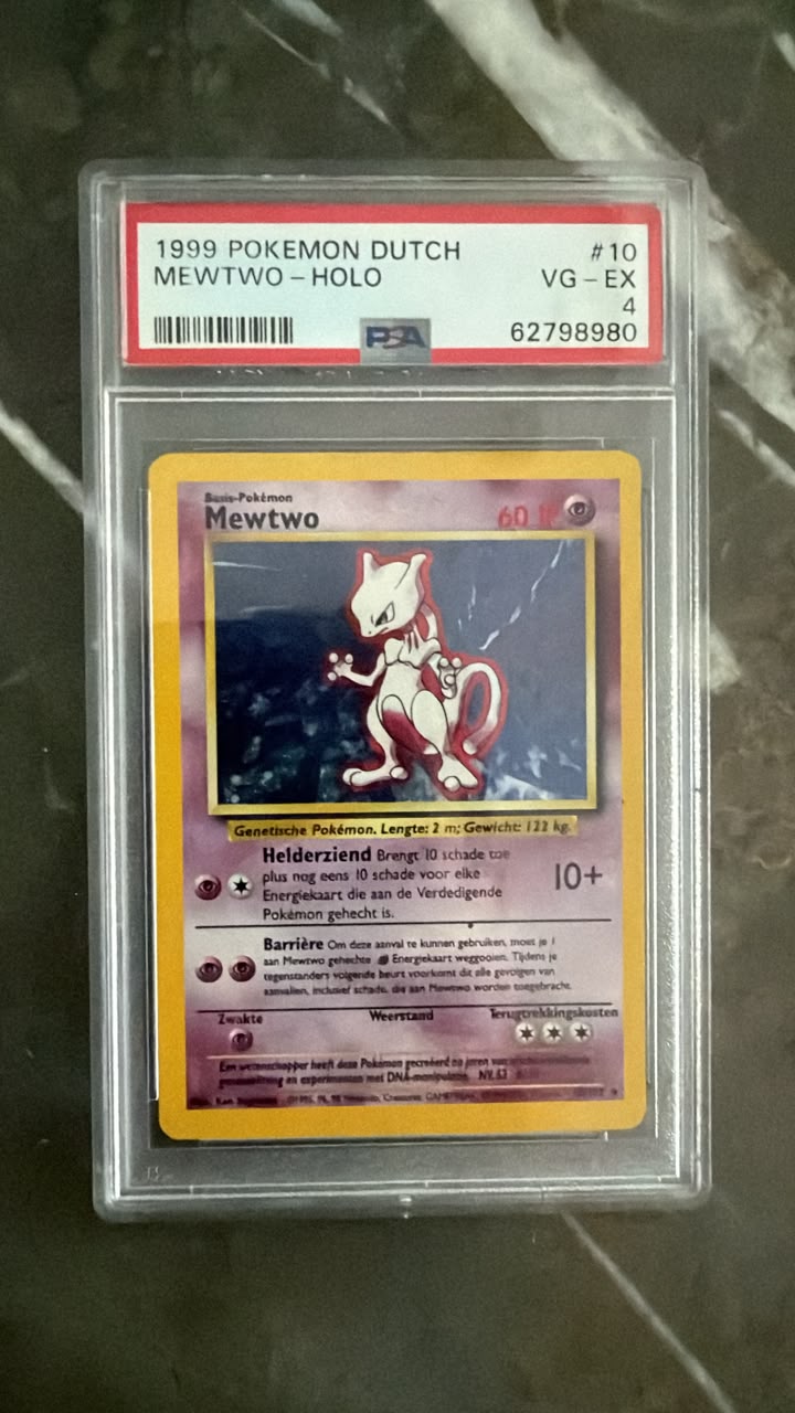 1999 Dutch Pokémon Base Set Mewtwo Holo #10/102 – PSA VG-EX 4