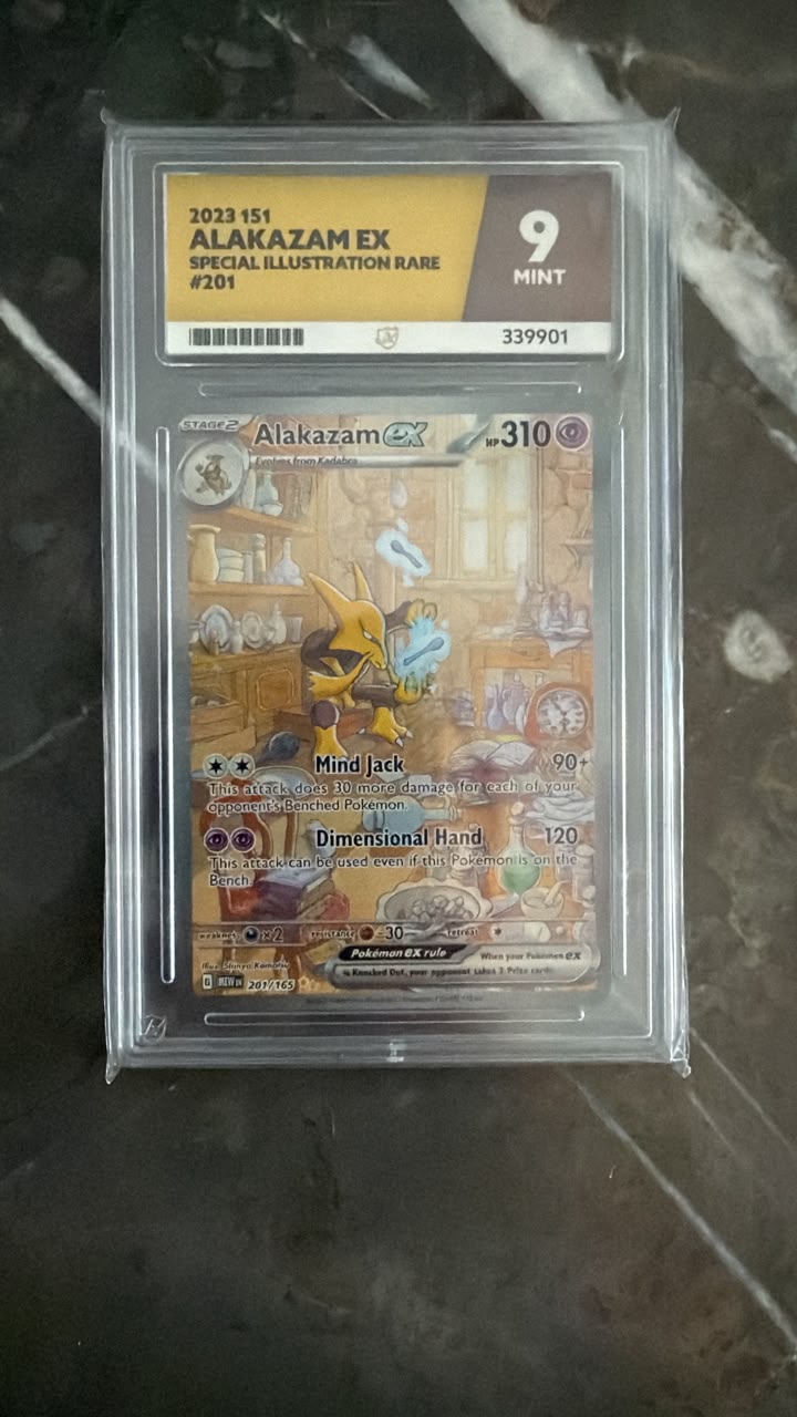 2023 Pokémon Scarlet & Violet 151 Alakazam ex Special Illustration Rare #201/165 – ACE Graded Mint 9
