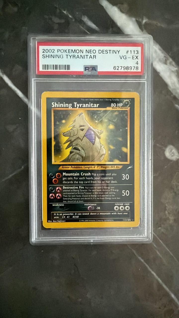 2002 Pokémon Neo Destiny Shining Tyranitar Holo #113/105 – PSA VG-EX 4