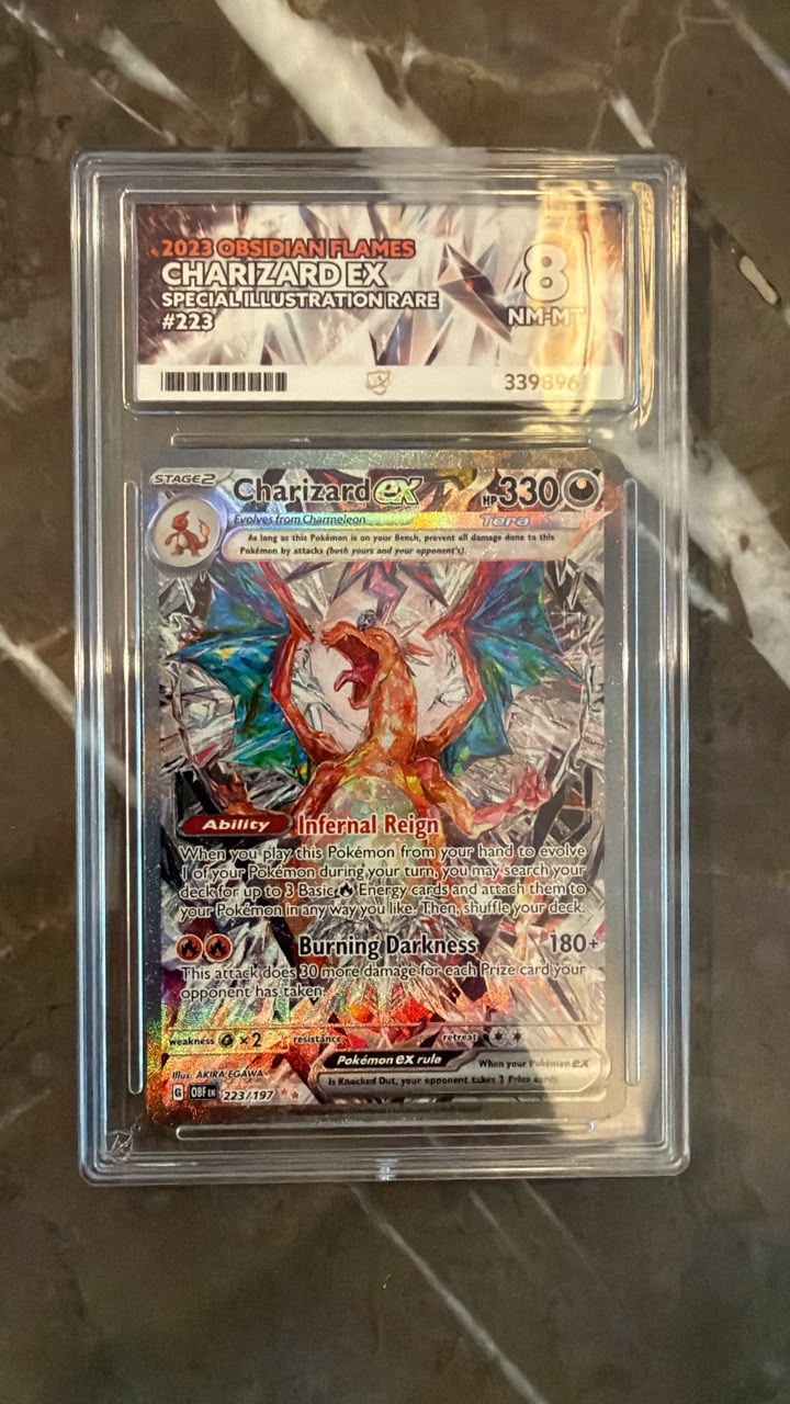 2023 Pokémon Obsidian Flames Charizard ex Special Illustration Rare #223/197 – ACE Graded NM-MT 8