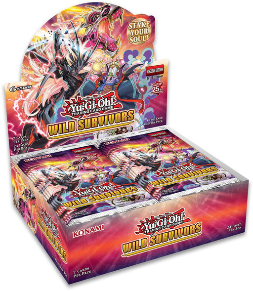 Yu-Gi-Oh! Wild Survivors trading card game box with colorful design and character illustrations.
