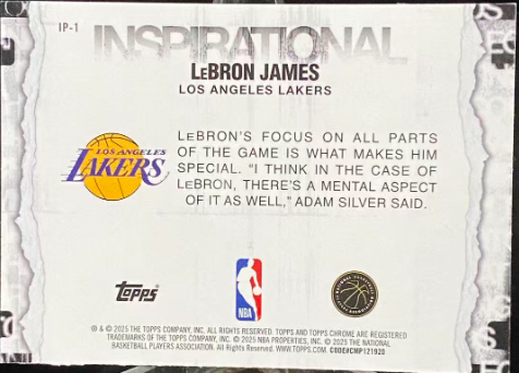 2025-26 Topps Chrome LeBron James Inspirational “All Hail the King” IP-1 – Lakers